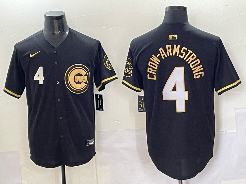 Men Chicago Cubs #4 Crow Armstrong black Nike MLB 2025 Jersey 07